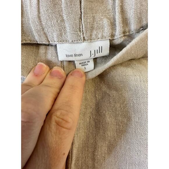 J. Jill Womens Love Linen Tan Wide Leg Pant Coastal Lagenlook Stretch Large - Picture 6 of 8